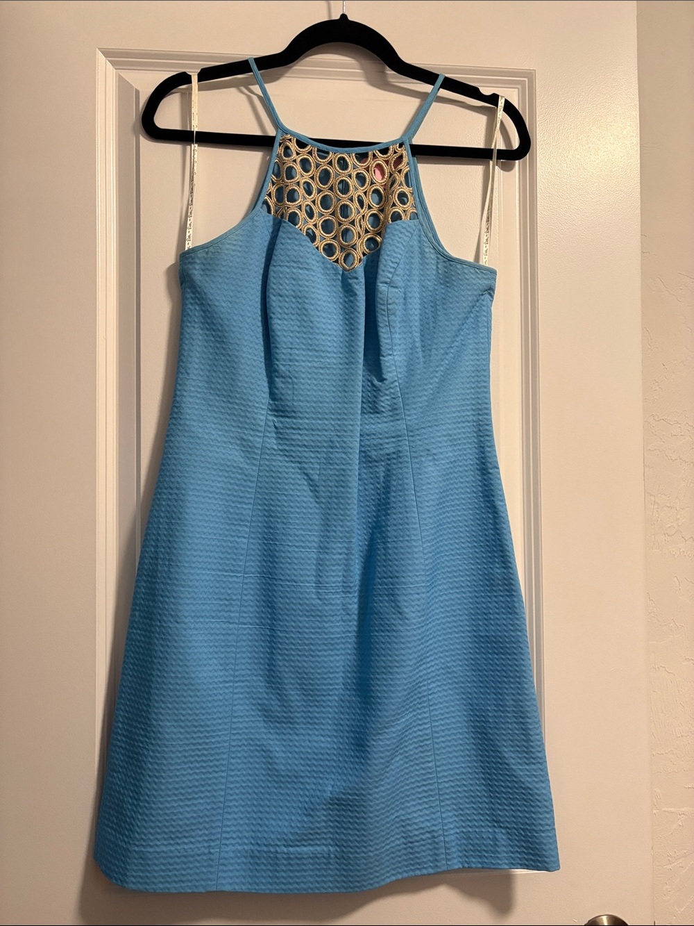 Lilly Pulitzer Sky Blue Halter Mini Dress with Lattice Neckline